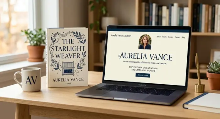 Aurelia Vance: An inviting home for an author's stories. Original website concept mockup.